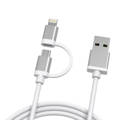 2 In 1 2m 6ft USB A To Micro Lightning C48 USB Multi Charging Cable